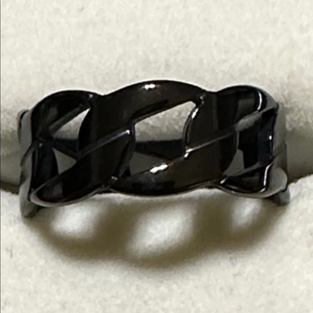 Black Urban Style Chain Link Stainless Steel Ring